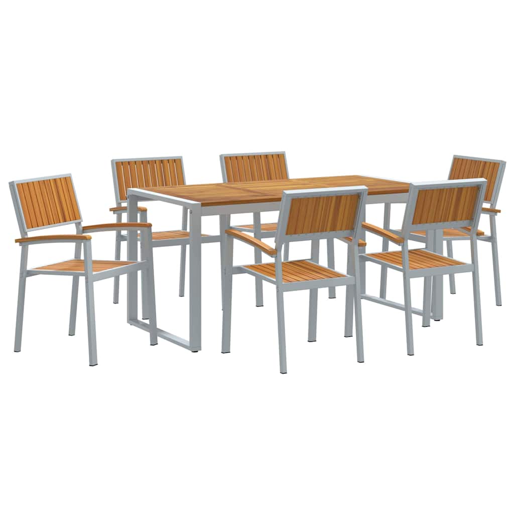 Garden Dining Set 7 pcs Grey Solid Acacia Wood