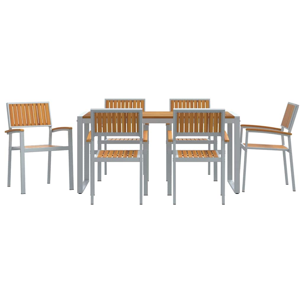 Garden Dining Set 7 pcs Grey Solid Acacia Wood