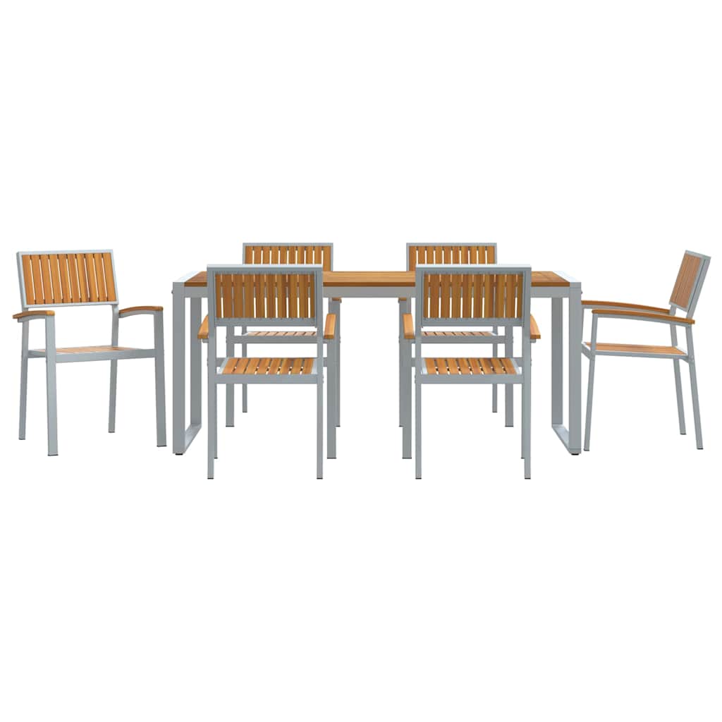Garden Dining Set 7 pcs Grey Solid Acacia Wood