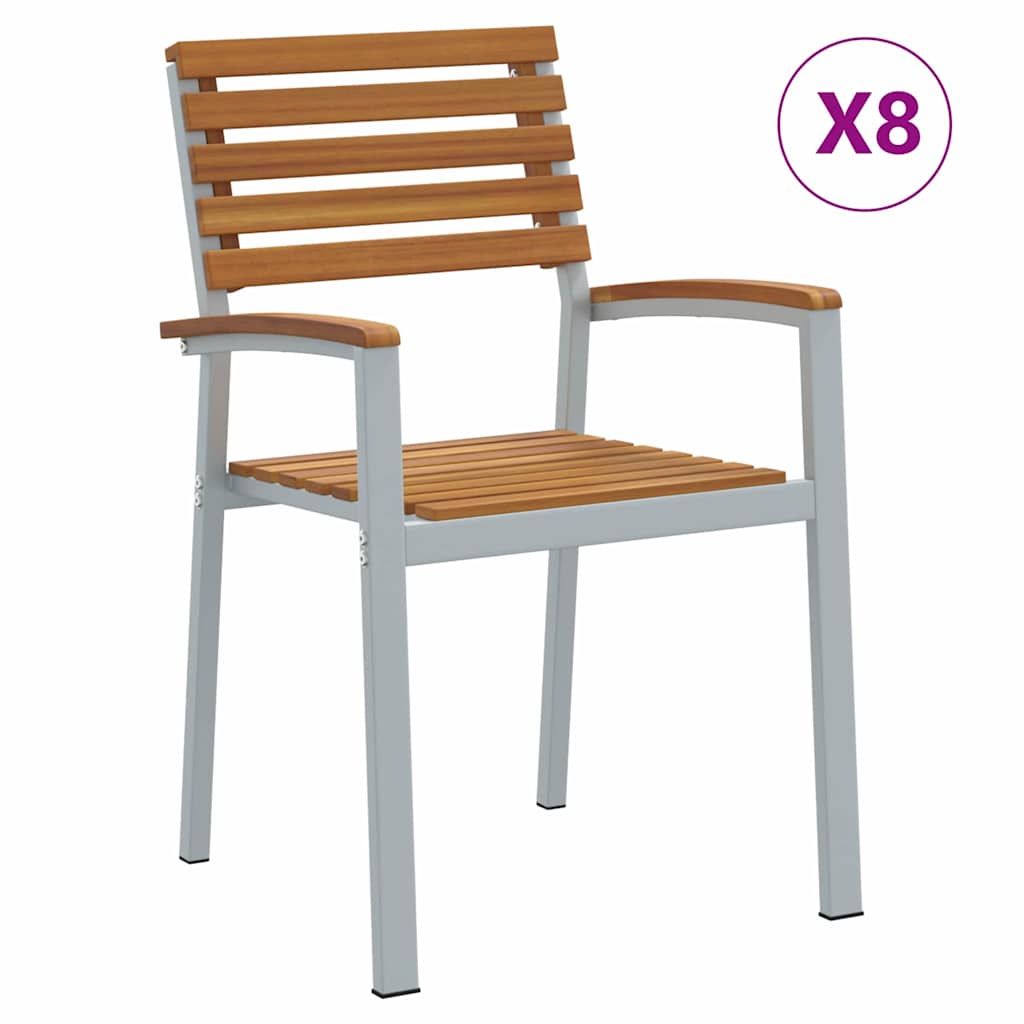Garden Chair 8 pcs Brown 56 x 57 x 87 cm Solid Acacia Wood