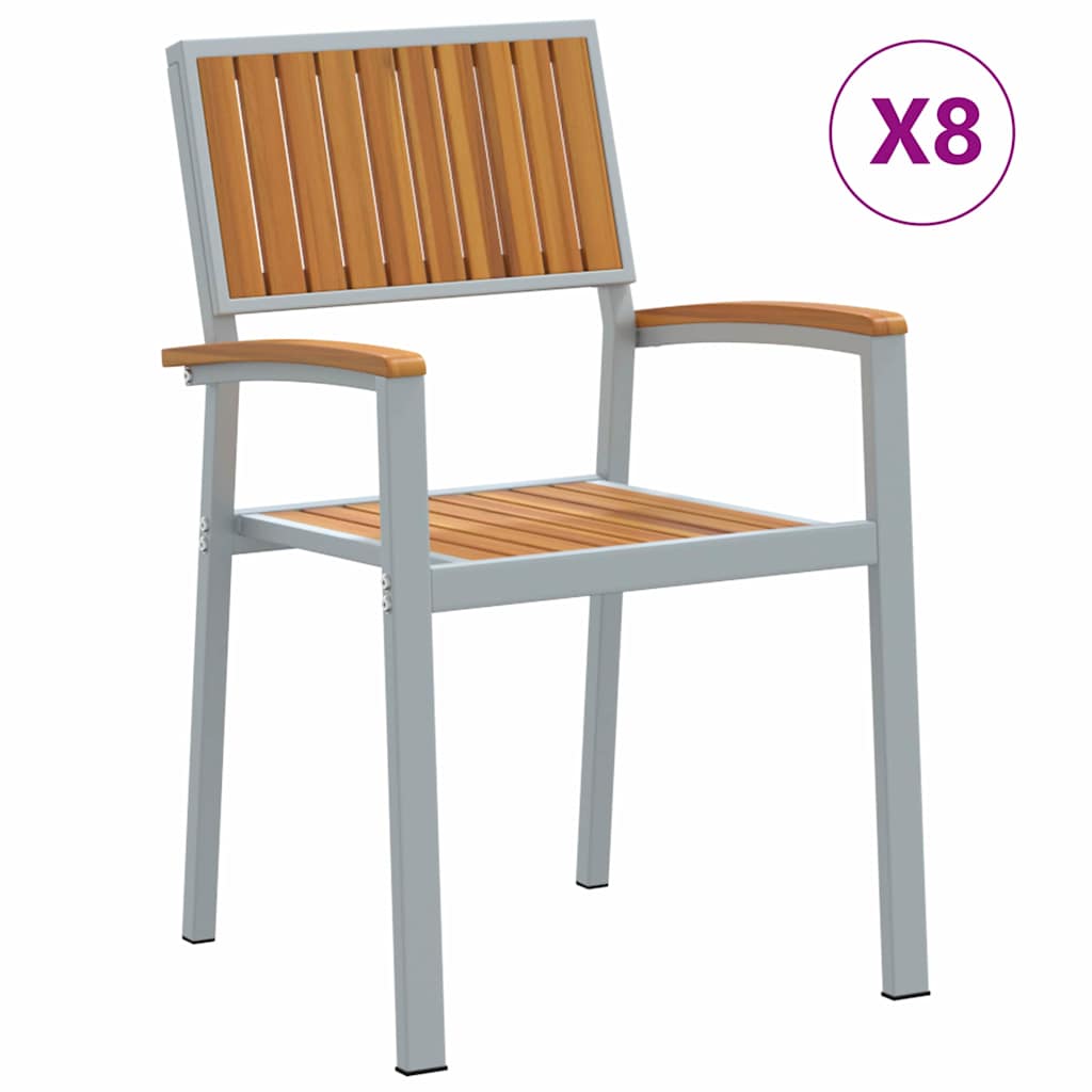 Stacking Chair 8 pcs Brown 56 x 57 x 87 cm Solid Acacia Wood
