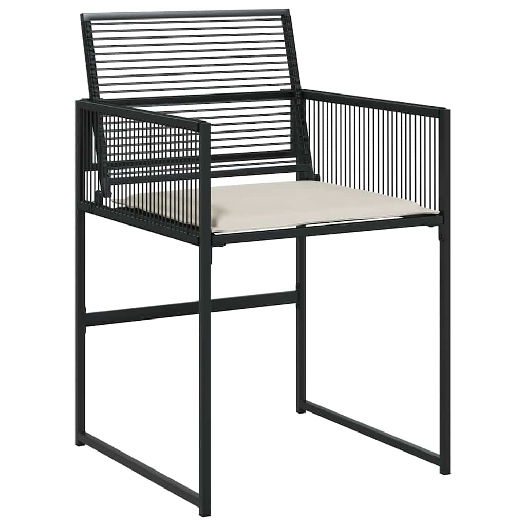 13 Piece Garden Dining Set with Cushions Black Poly Rattan