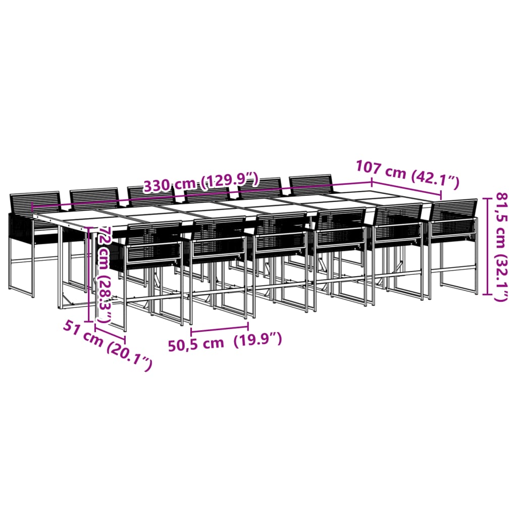 Garden Dining Set | Black | Poly Rattan | 13 Piece Set | Stackable