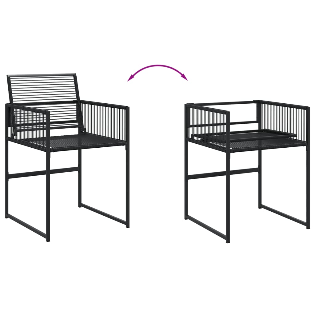 Garden Dining Set | Black | PE rattan | Large | Stackable