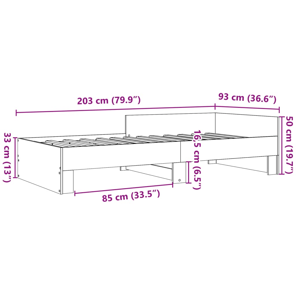 Bed Frame without Mattress Concrete Grey 90x200 cm Engineered Wood