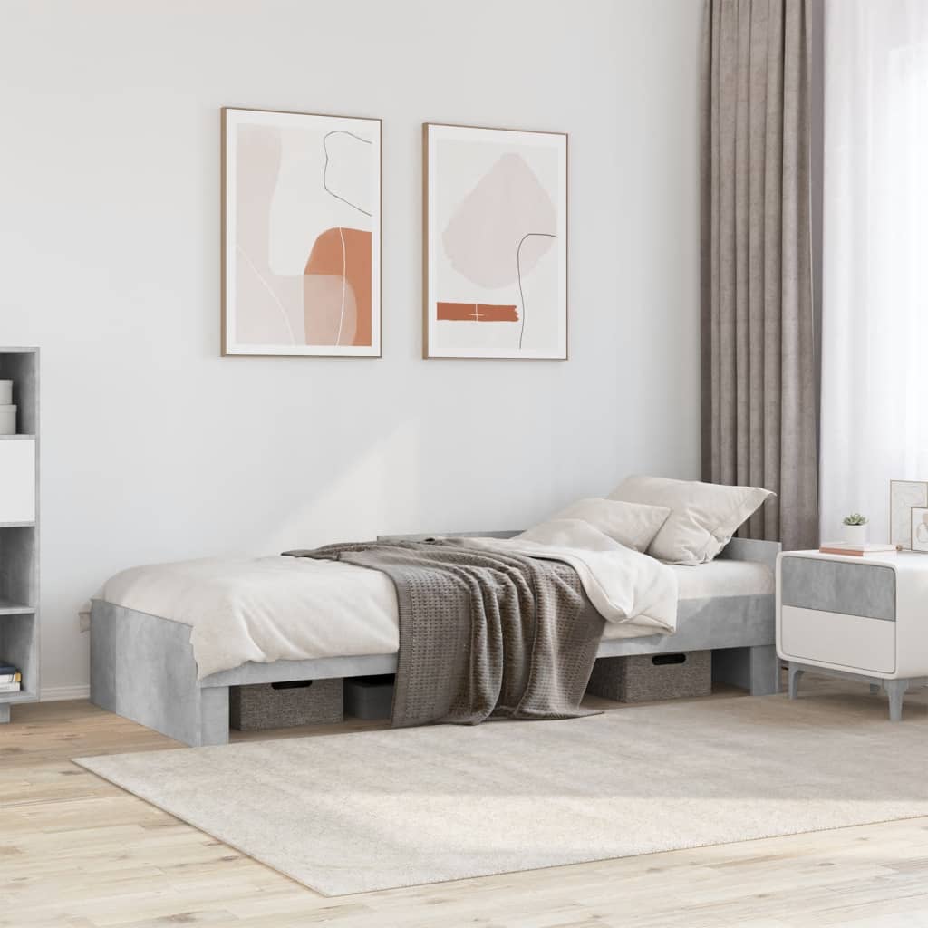 Bed Frame without Mattress Concrete Grey 90x200 cm Engineered Wood