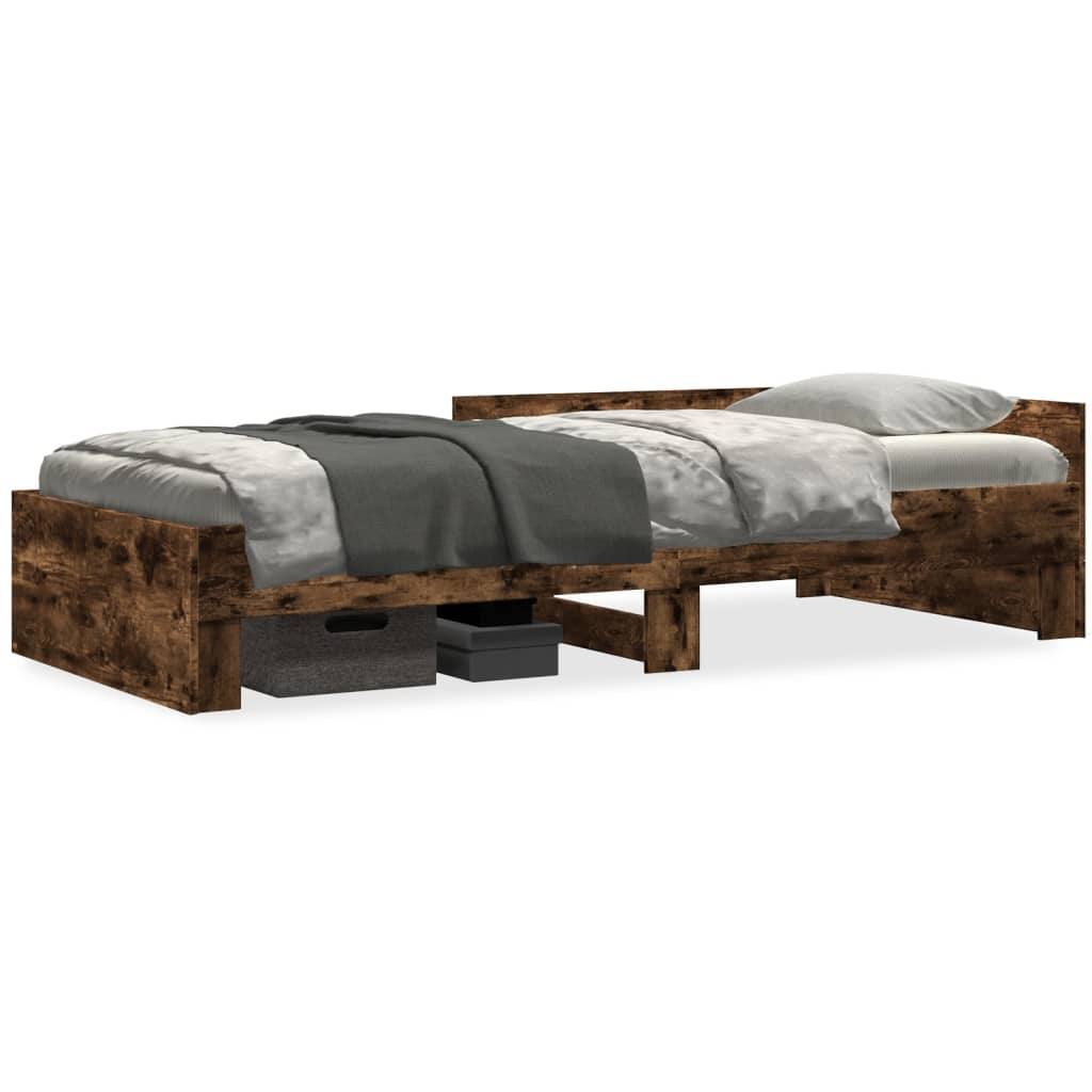 vidaXL Bed Frame without Mattress Smoked Oak 90x190 cm Single Engineered Wood