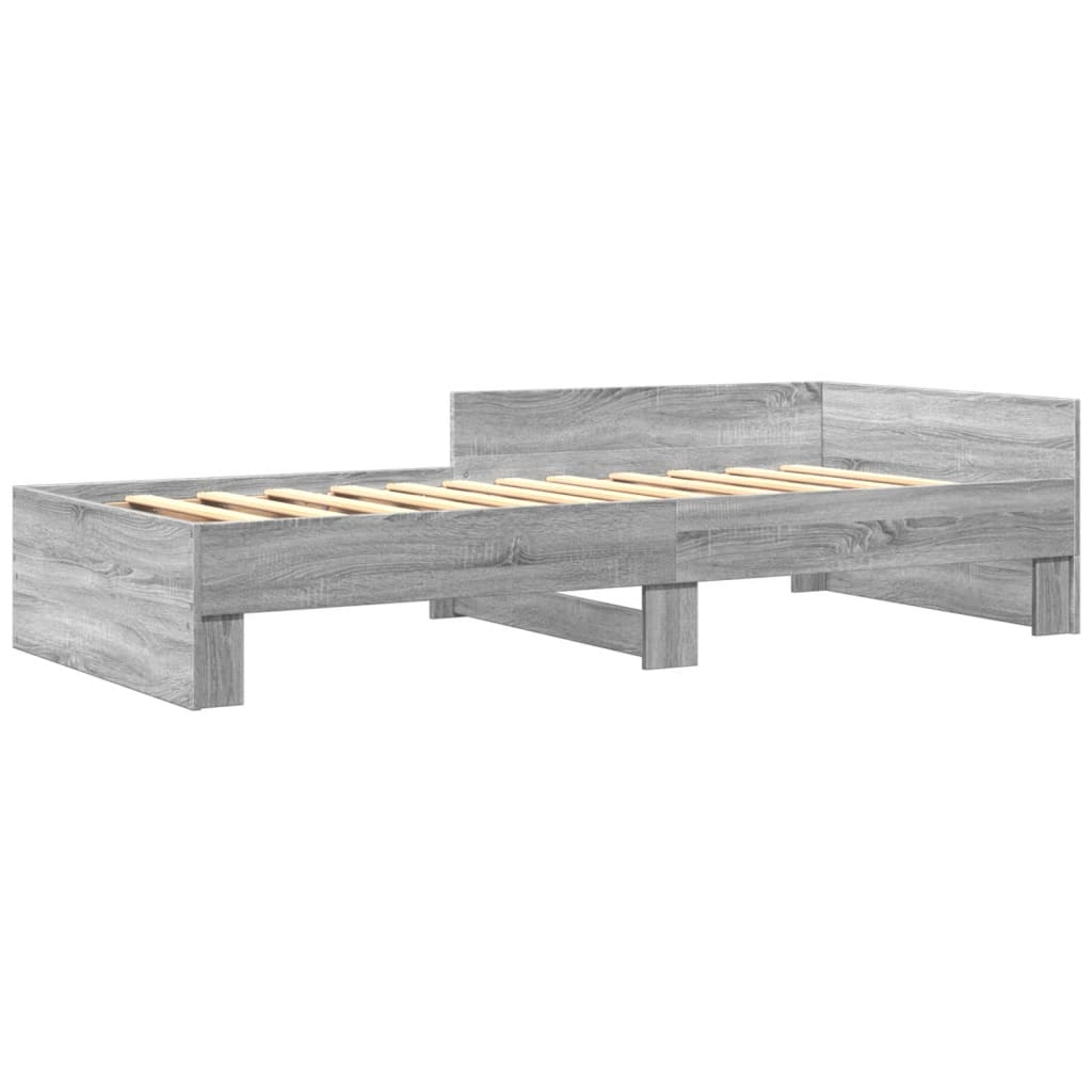 vidaXL Bed Frame without Mattress Grey Sonoma 90x190 cm Single Engineered Wood