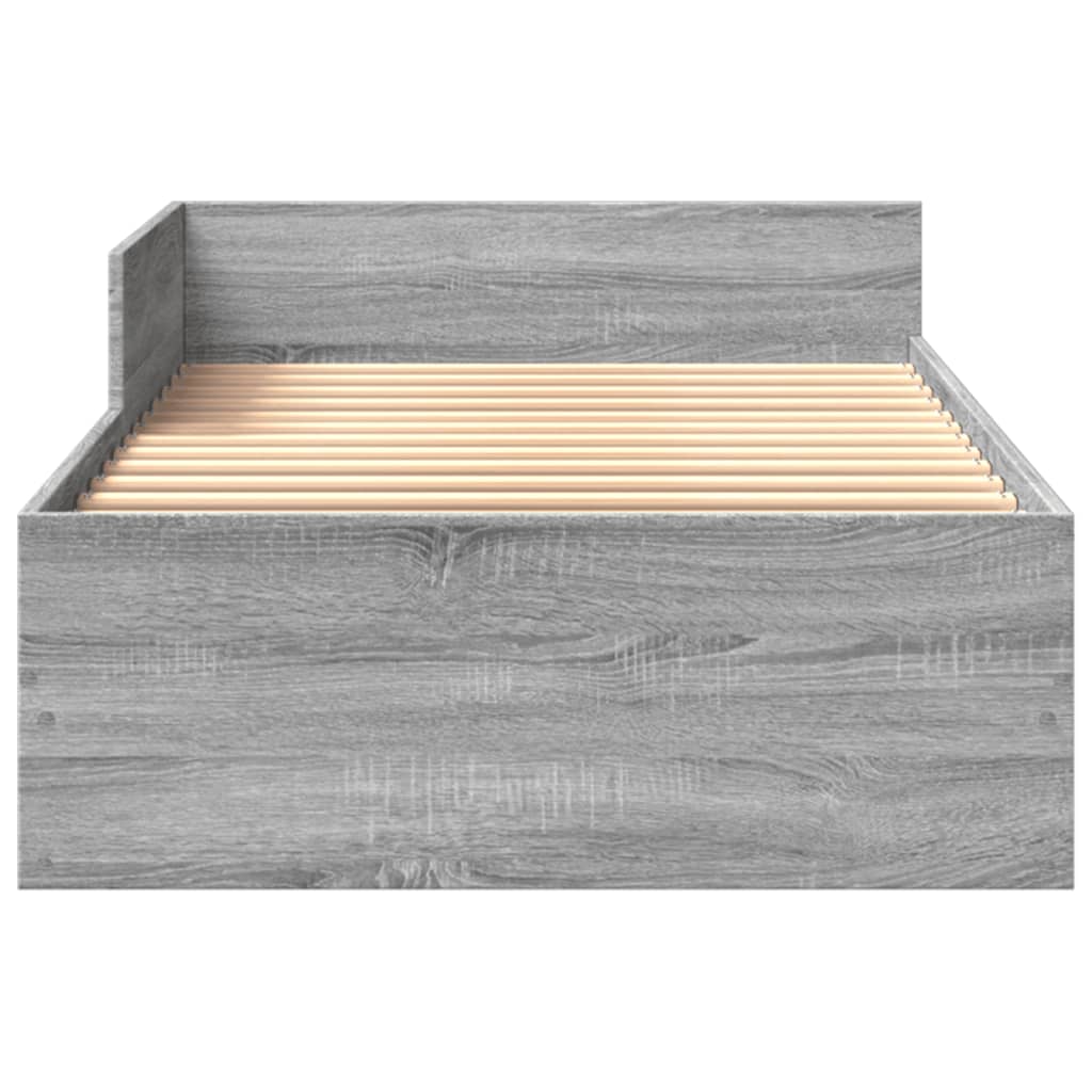 vidaXL Bed Frame without Mattress Grey Sonoma 90x190 cm Single Engineered Wood