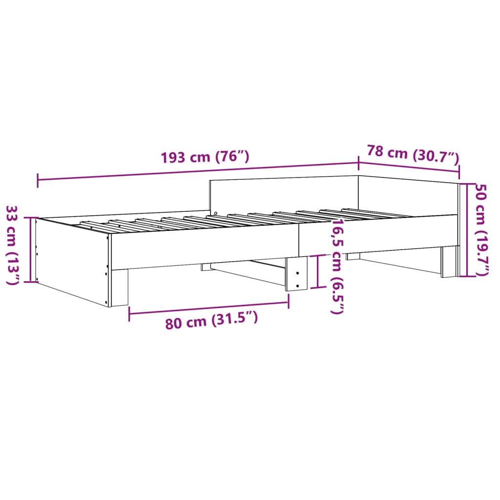 Bed Frame without Mattress White 75x190 cm Small Single Engineered Wood