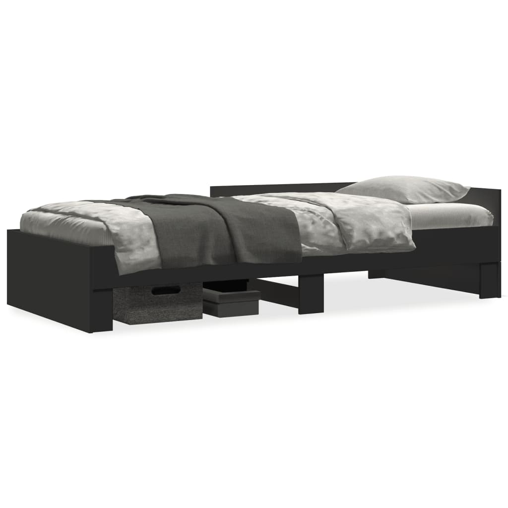 Bed Frame without Mattress Black 75x190 cm Small Single Engineered Wood