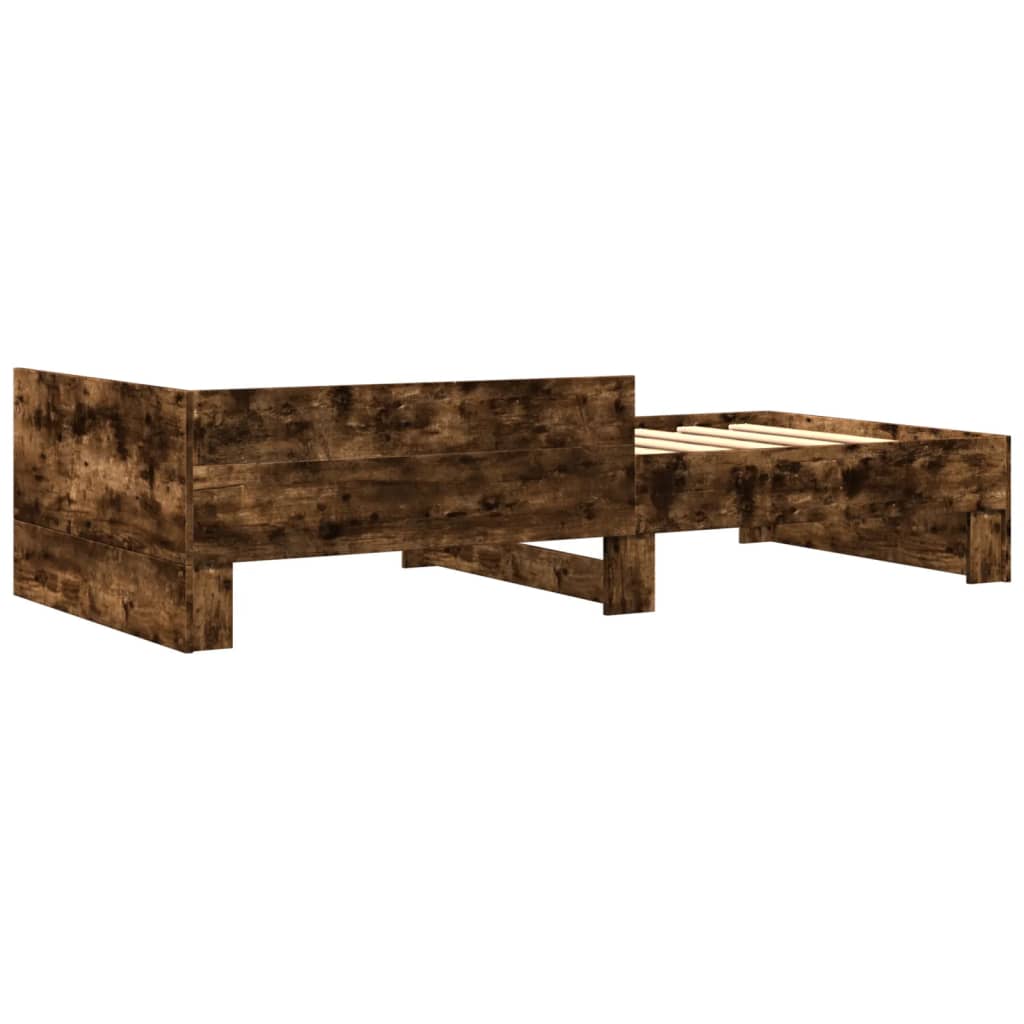 Bed Frame without Mattress Smoked Oak 75x190 cm Small Single Engineered Wood