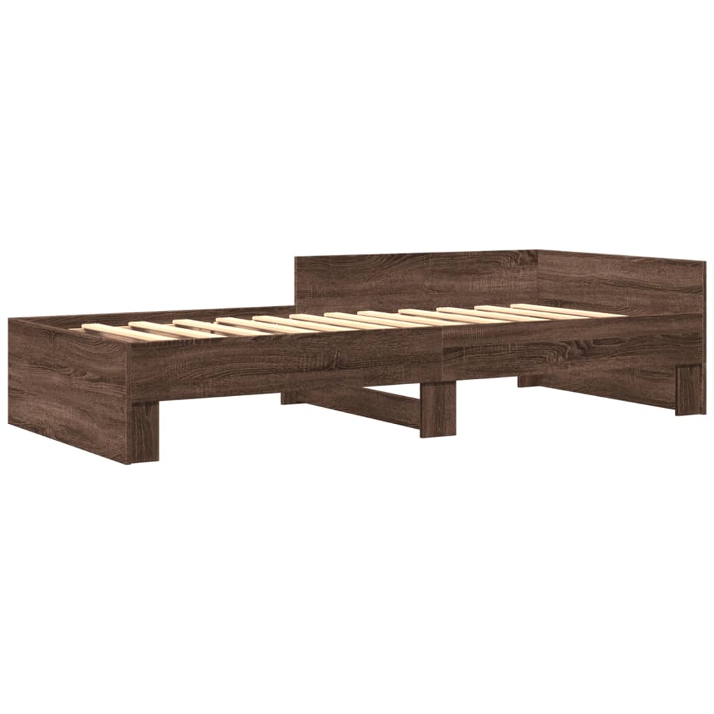 Bed Frame without Mattress Brown Oak 75x190 cm Small Single Engineered Wood