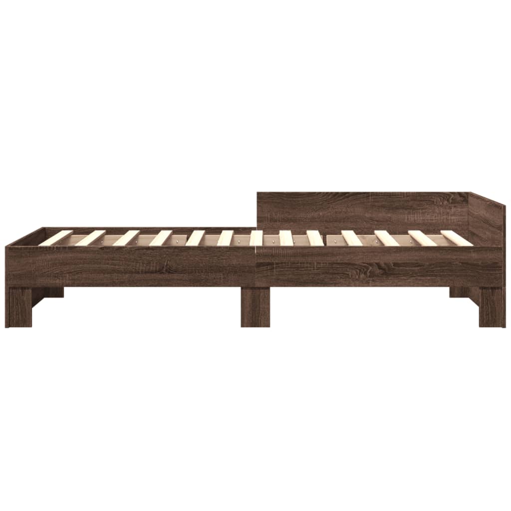 Bed Frame without Mattress Brown Oak 75x190 cm Small Single Engineered Wood