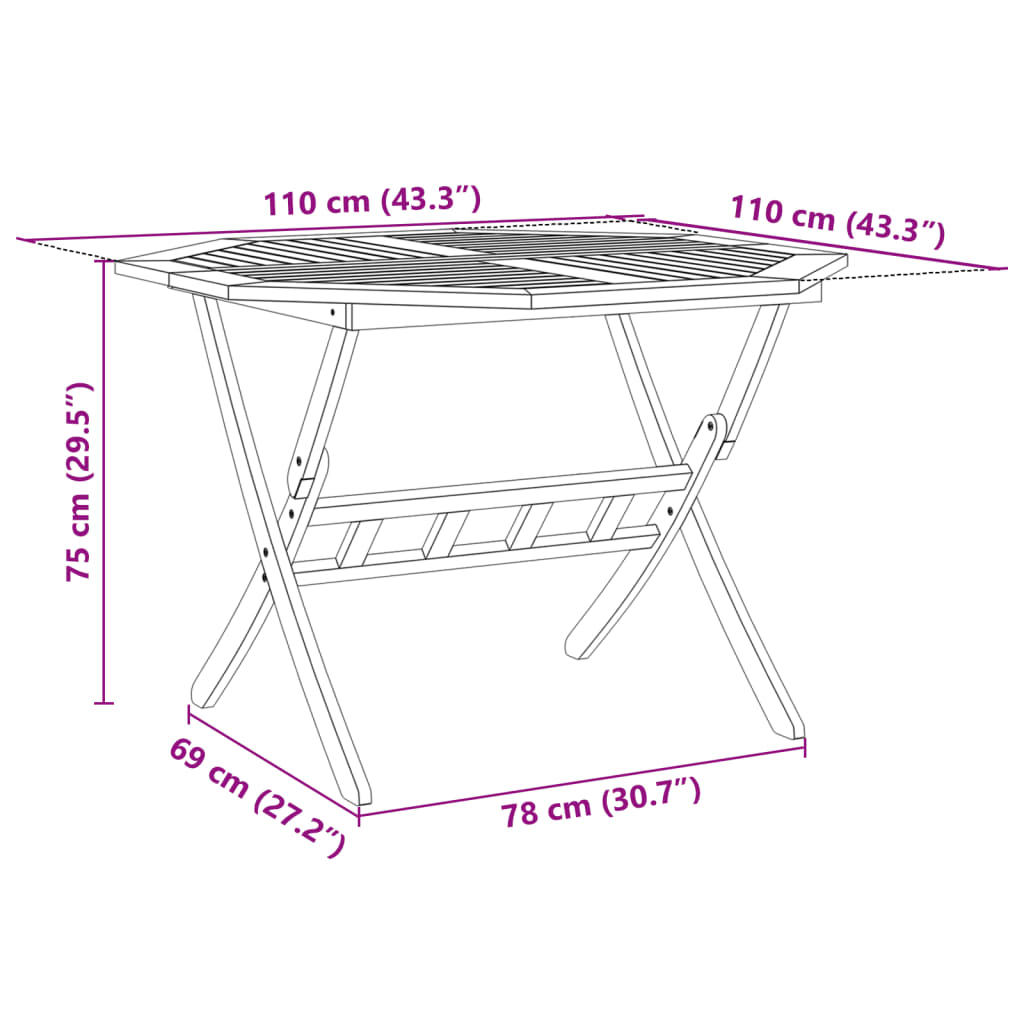 vidaXL 5 Piece Folding Garden Dining Set Solid Wood Acacia