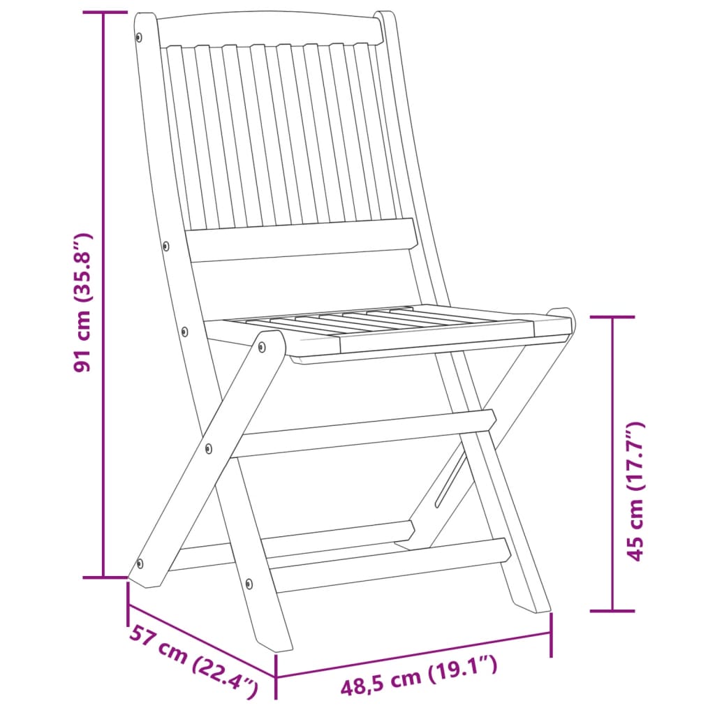 vidaXL 5 Piece Folding Garden Dining Set Solid Wood Acacia