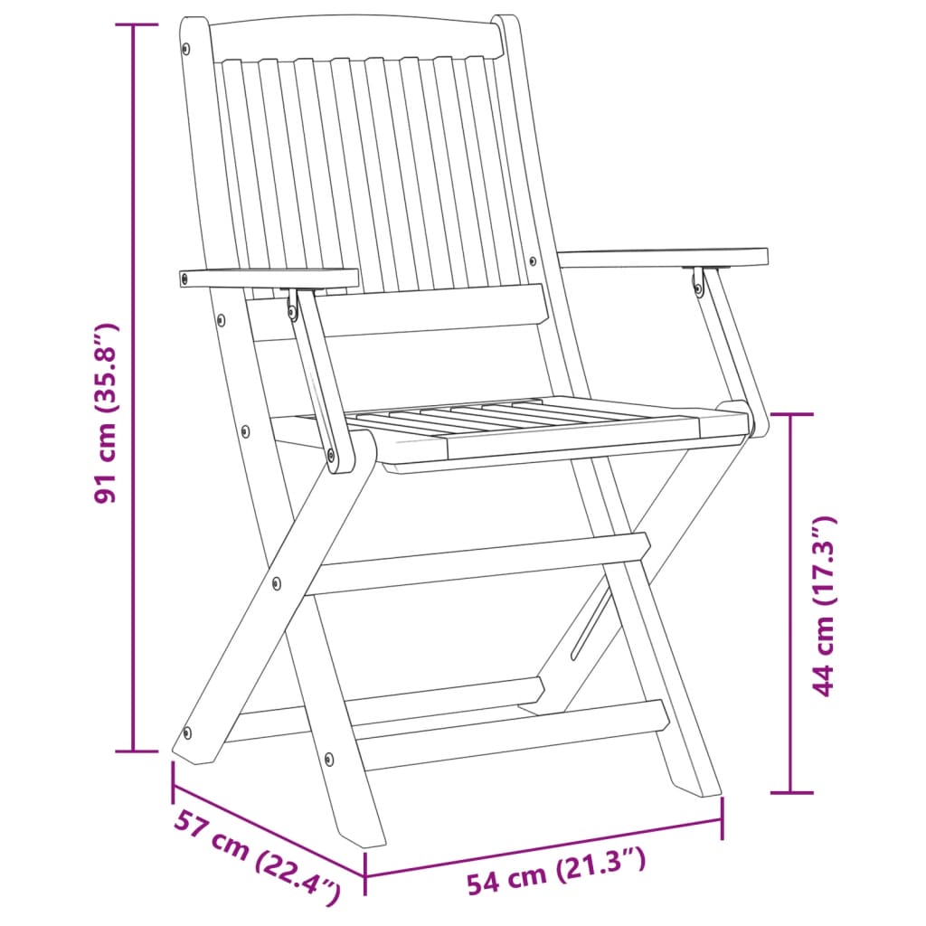 vidaXL 3 Piece Folding Bistro Set Solid Wood Acacia