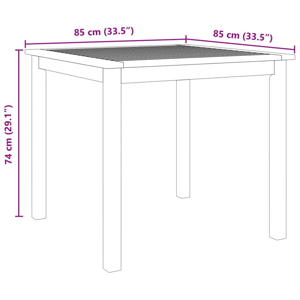 5 Piece Garden Dining Set 85x85x74 cm Solid Wood Acacia