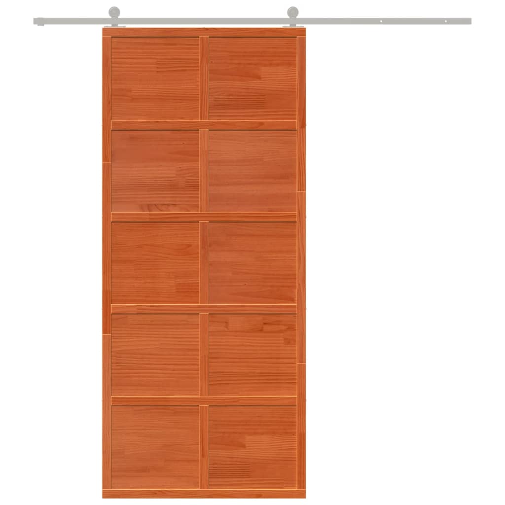 vidaXL Barn Door Wax Brown 90x208 cm Solid Wood Pine