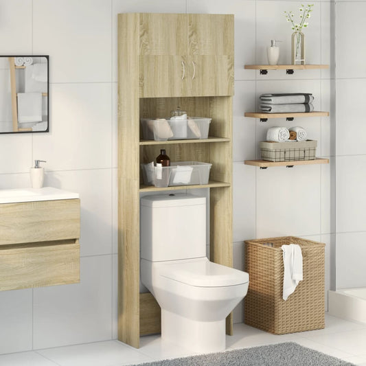 vidaXL Washing Machine Cabinet Sonoma Oak 64x25.5x190 cm Engineered Wood