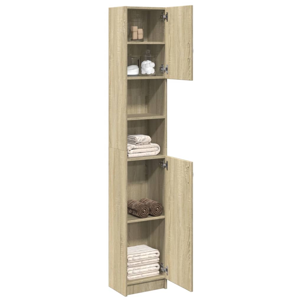 Bathroom Cabinet Sonoma Oak 32x25,5x190 cm Engineered Wood