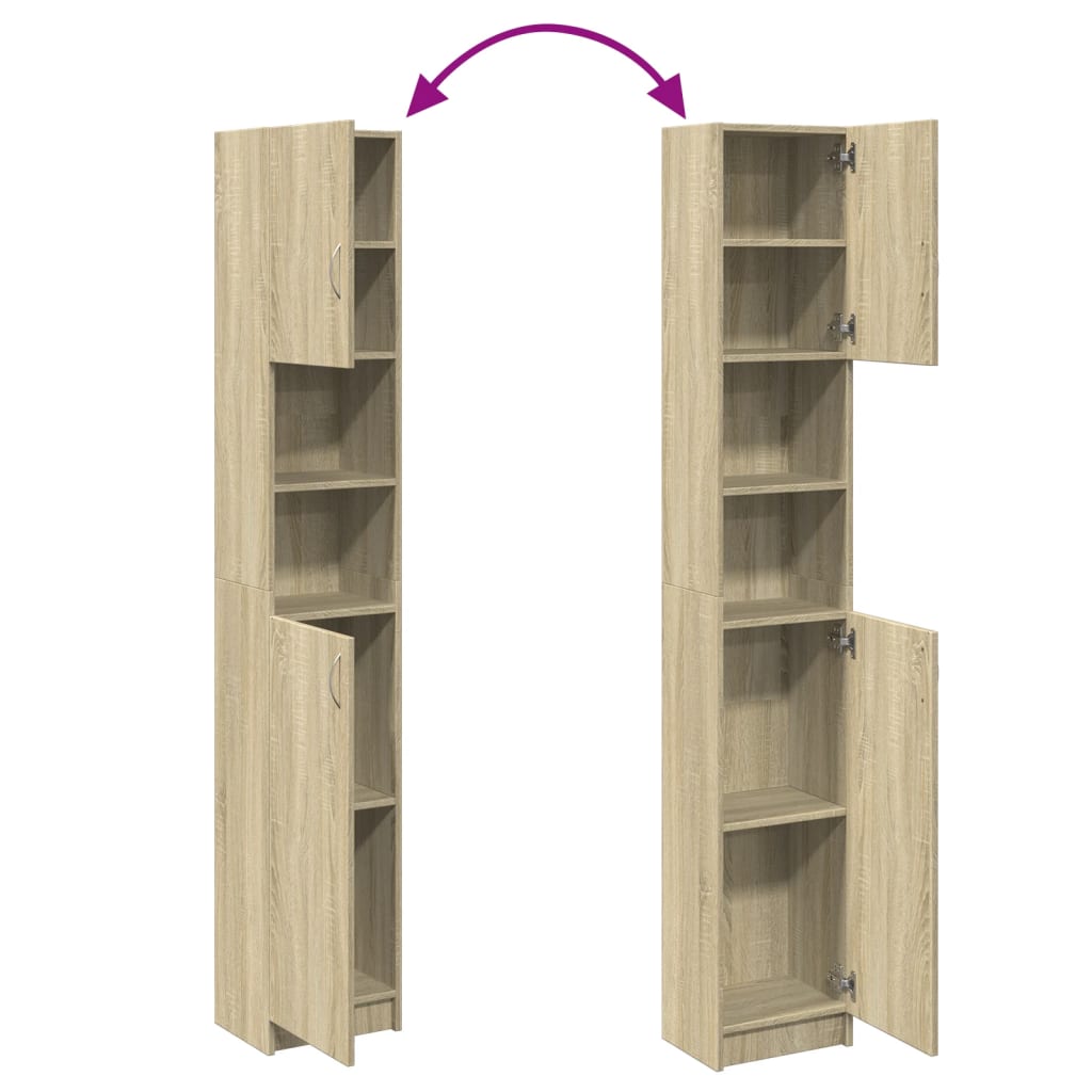 Bathroom Cabinet Sonoma Oak 32x25,5x190 cm Engineered Wood