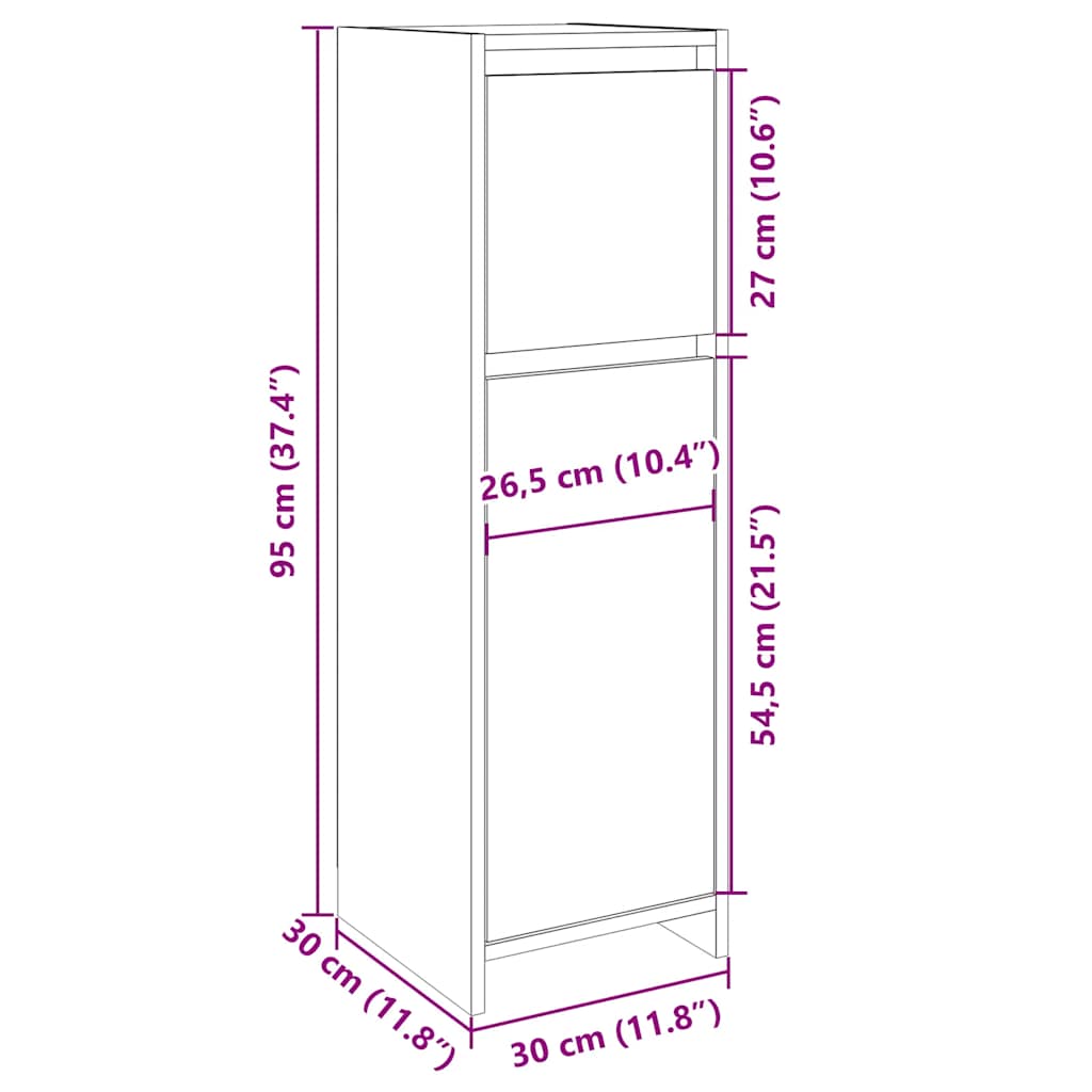 Bathroom Cabinet Sonoma Oak 30x30x95 cm Engineered Wood