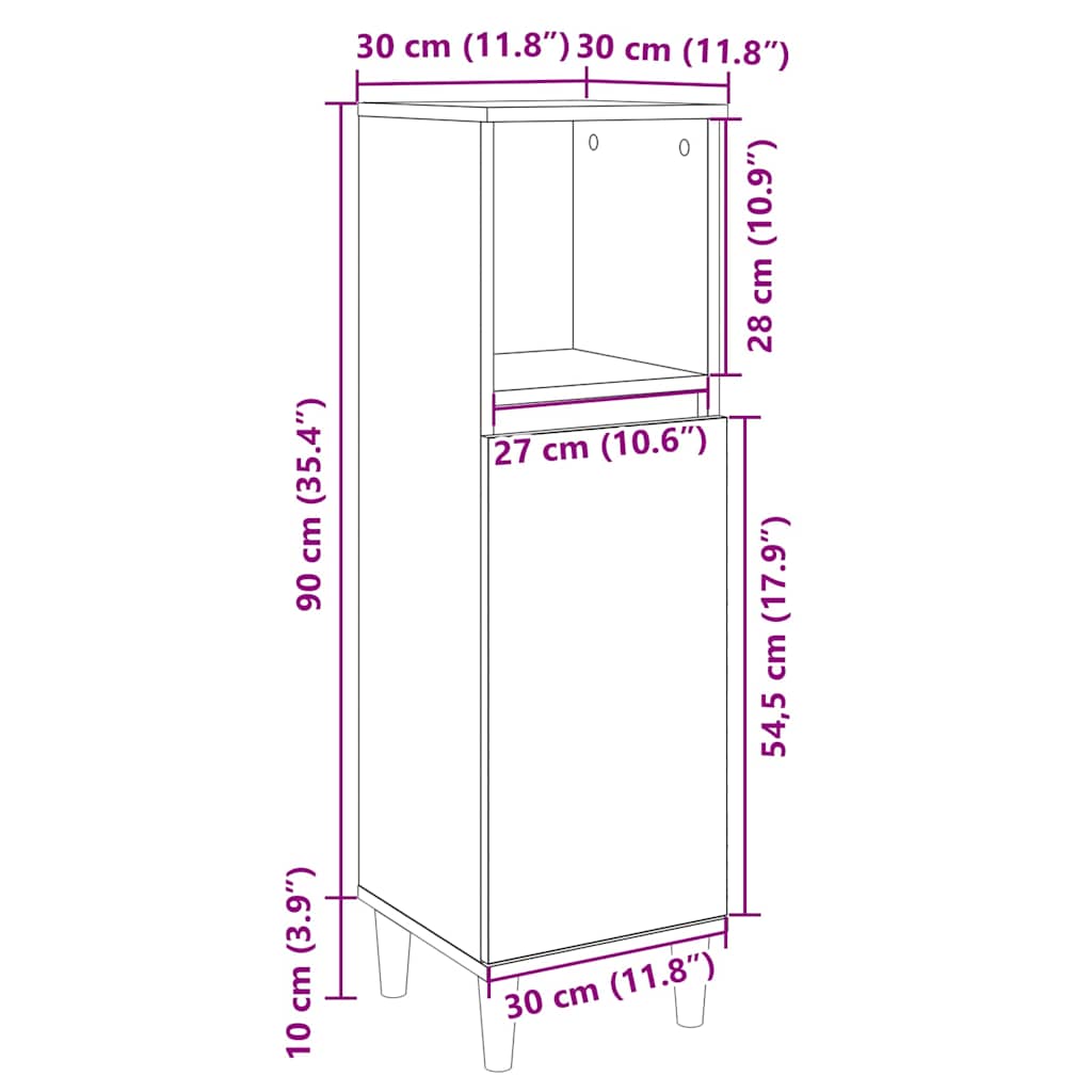Bathroom Cabinet Sonoma Oak 30x30x100 cm Engineered Wood