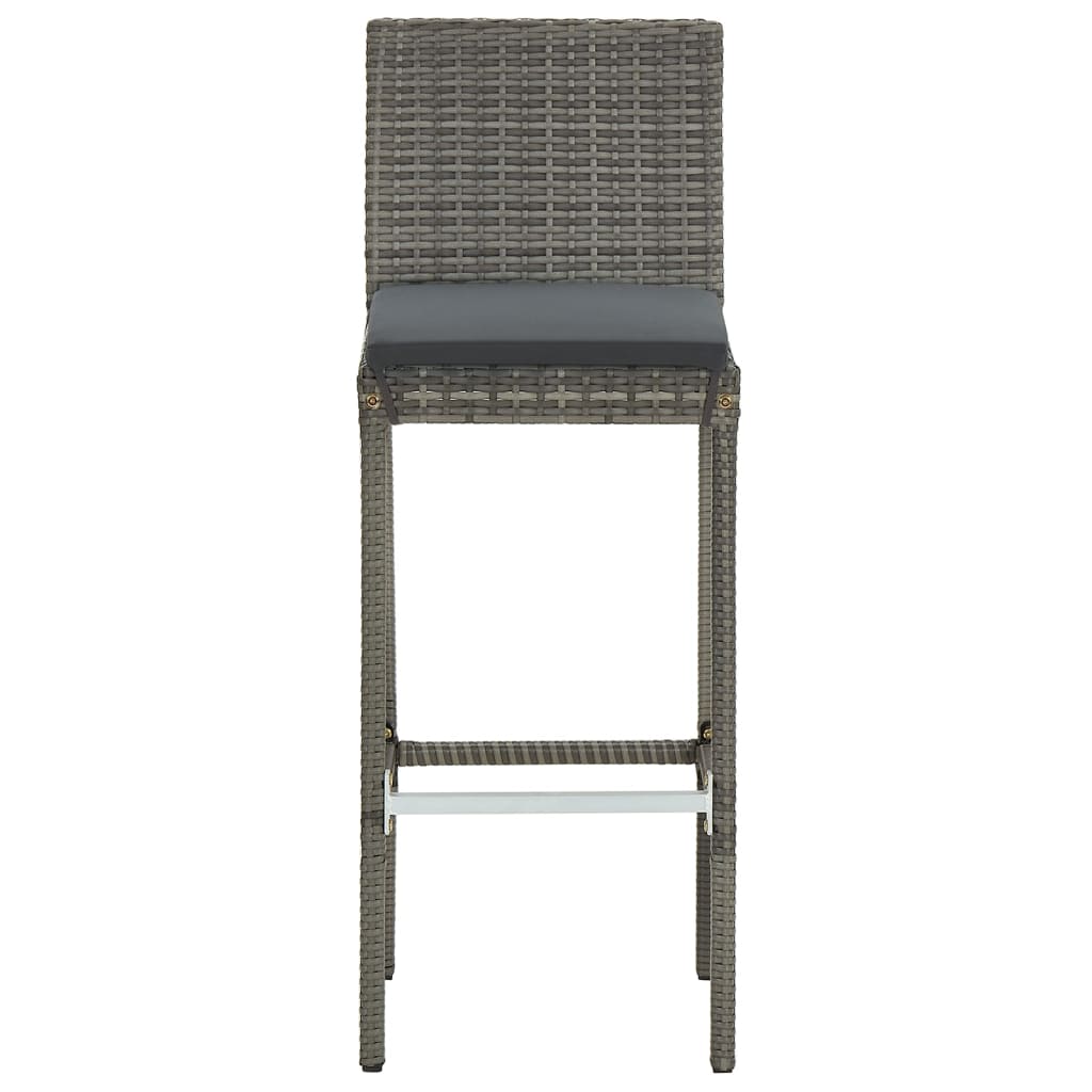 5 Piece Garden Bar Set Grey Solid Wood Acacia and Poly Rattan