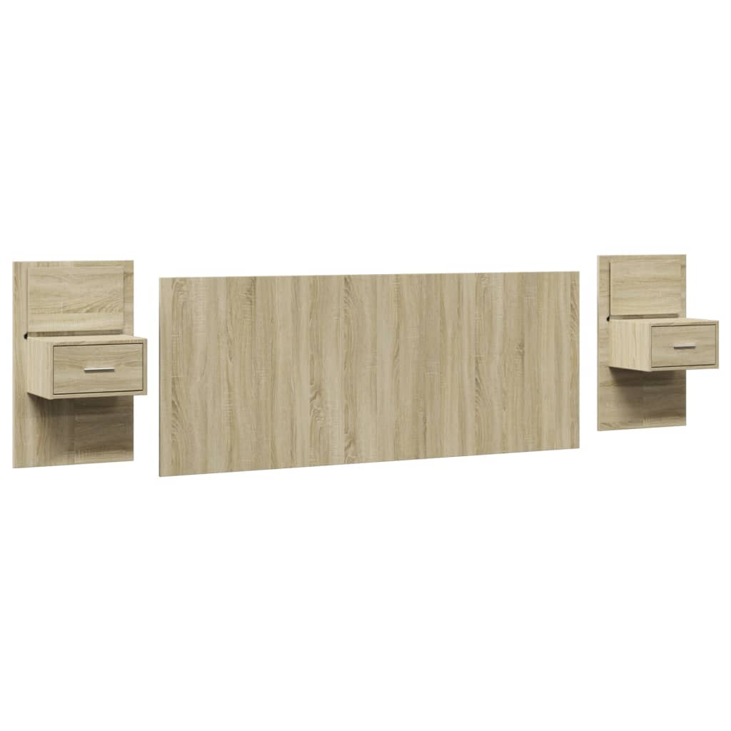 vidaXL Bed Headboard with Cabinets Sonoma Oak 200 cm Engineered Wood