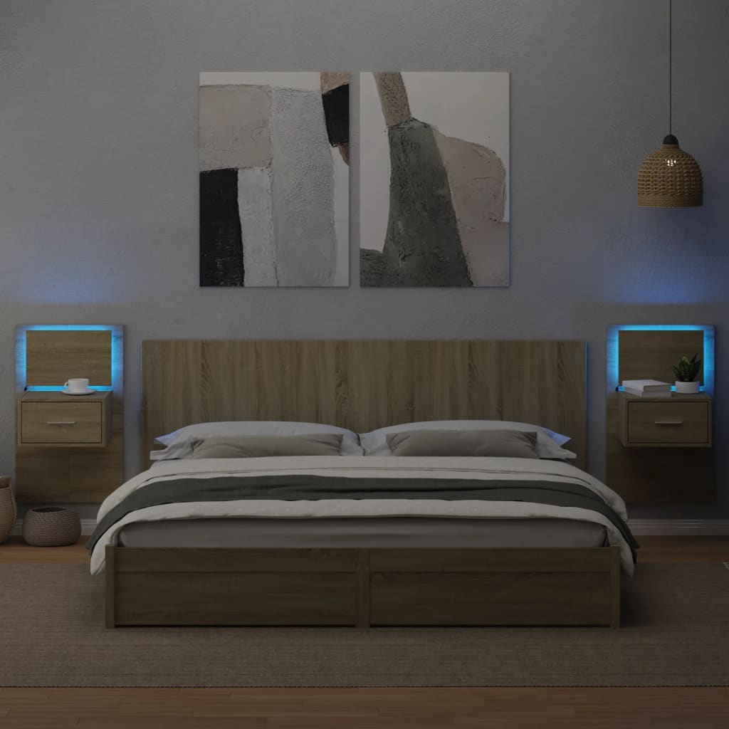 vidaXL Bed Headboard with Cabinets Sonoma Oak 200 cm Engineered Wood