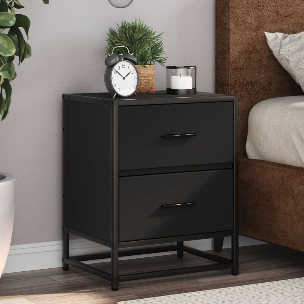 vidaXL Bedside Cabinets 2 pcs Black 40x31x50 cm Engineered Wood