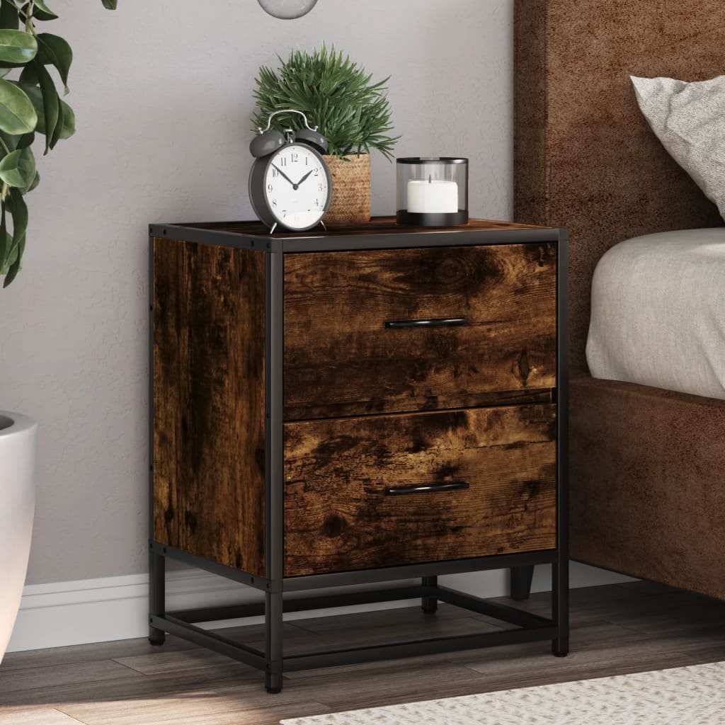 vidaXL Bedside Cabinets 2 pcs Smoked Oak 40x31x50 cm Engineered Wood