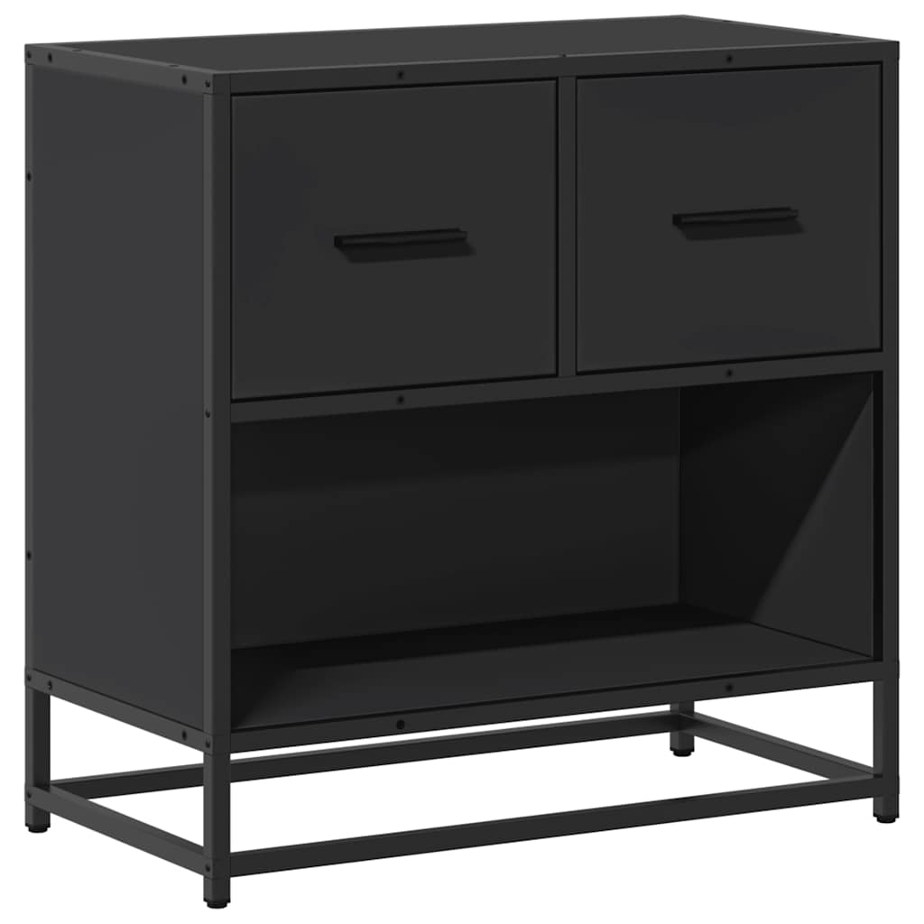 vidaXL Bedside Cabinet Black 60x31x60 cm Engineered Wood and Metal