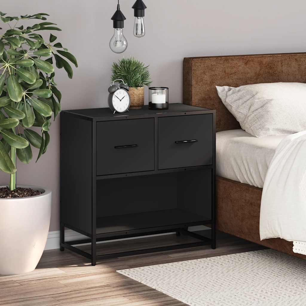 vidaXL Bedside Cabinet Black 60x31x60 cm Engineered Wood and Metal