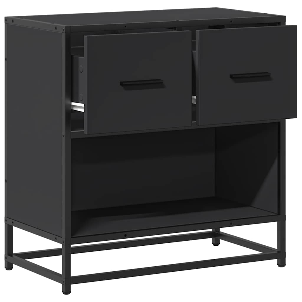 vidaXL Bedside Cabinet Black 60x31x60 cm Engineered Wood and Metal