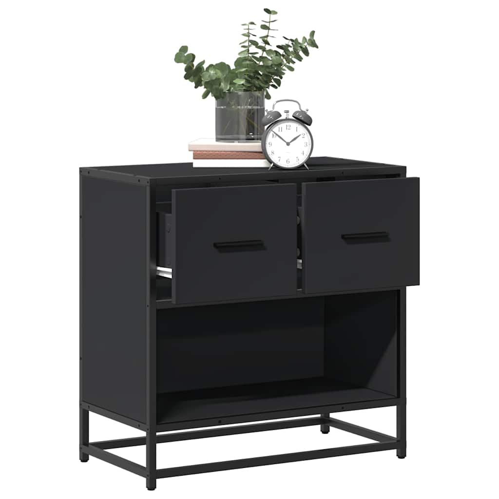 vidaXL Bedside Cabinet Black 60x31x60 cm Engineered Wood and Metal
