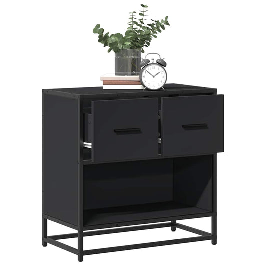 vidaXL Bedside Cabinet Black 60x31x60 cm Engineered Wood and Metal