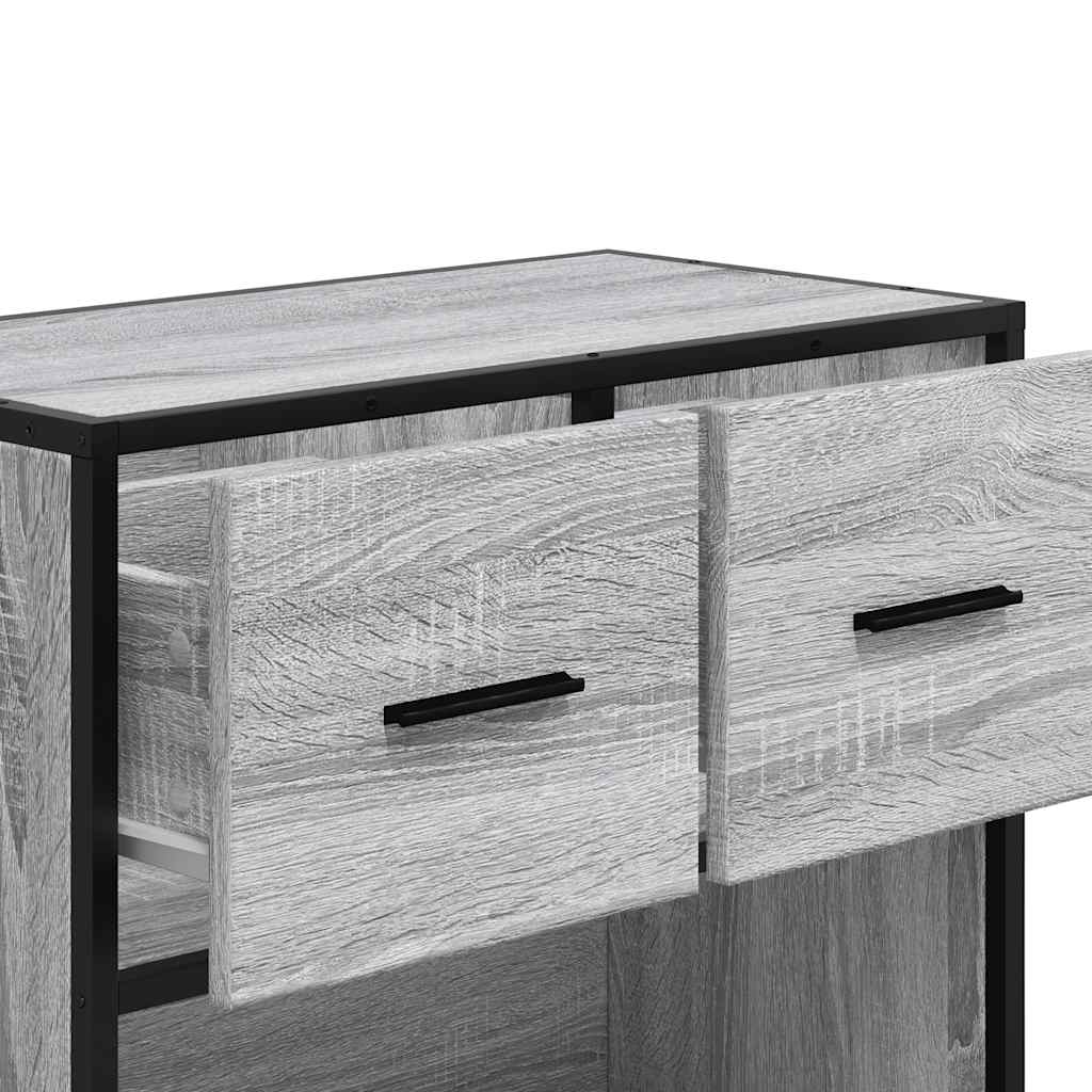 vidaXL Bedside Cabinet Grey Sonoma 60x31x60 cm Engineered Wood and Metal