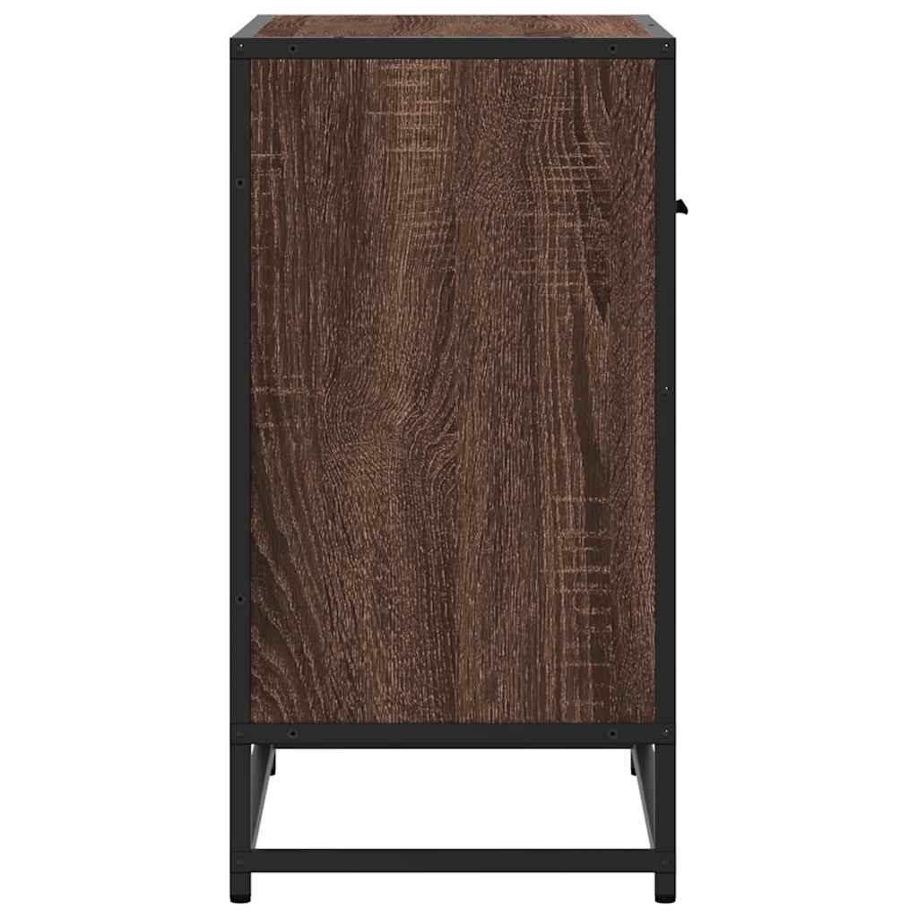 vidaXL Bedside Cabinet Brown Oak 60x31x60 cm Engineered Wood and Metal