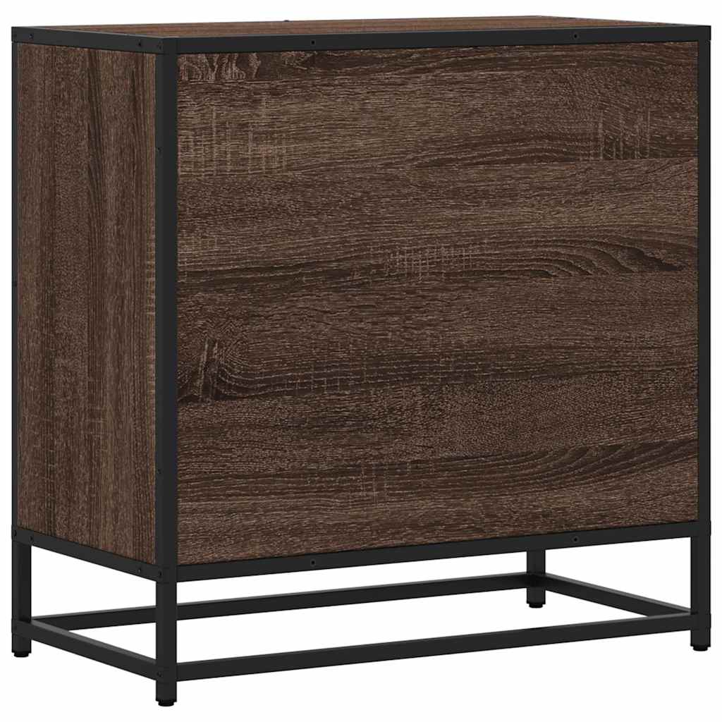 vidaXL Bedside Cabinet Brown Oak 60x31x60 cm Engineered Wood and Metal