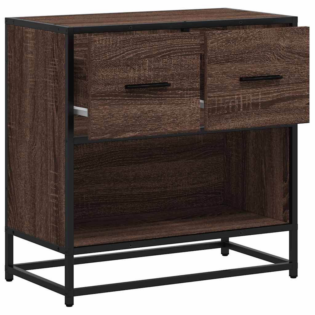 vidaXL Bedside Cabinet Brown Oak 60x31x60 cm Engineered Wood and Metal