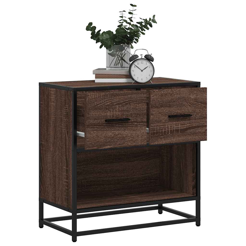 vidaXL Bedside Cabinet Brown Oak 60x31x60 cm Engineered Wood and Metal
