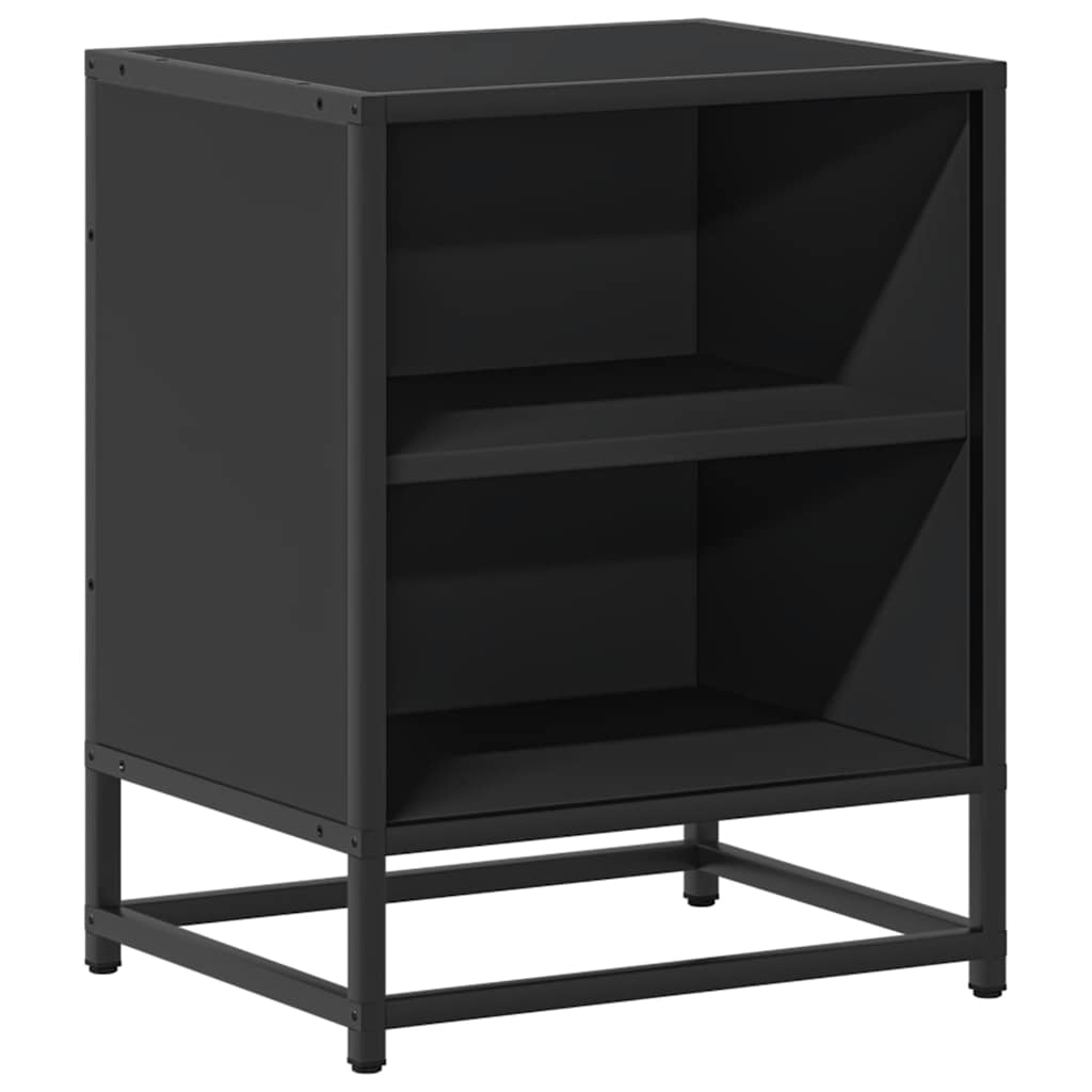 vidaXL Bedside Cabinet Black 40x31x50 cm Engineered Wood and Metal