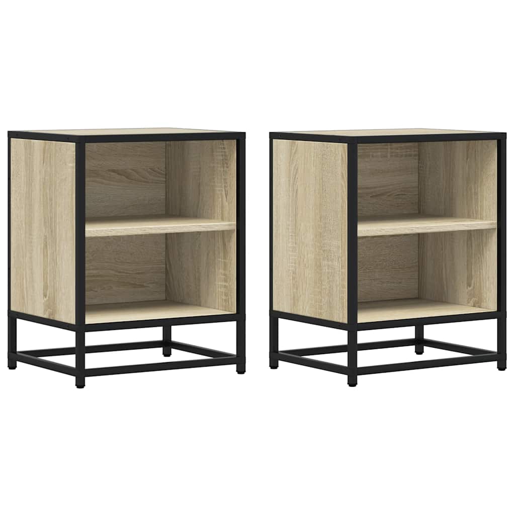 vidaXL Bedside Cabinets 2 pcs Sonoma Oak 40x31x50 cm Engineered Wood and Metal