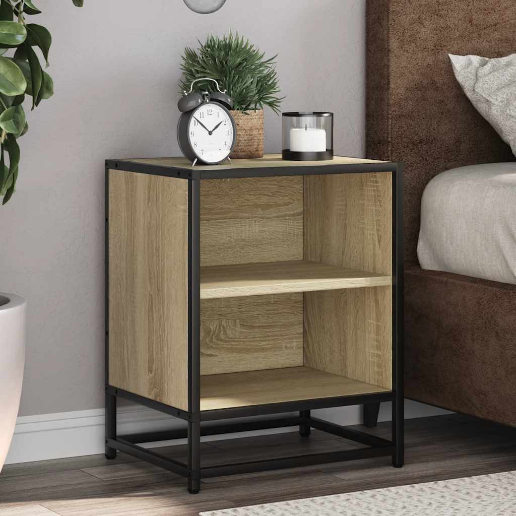 vidaXL Bedside Cabinets 2 pcs Sonoma Oak 40x31x50 cm Engineered Wood and Metal
