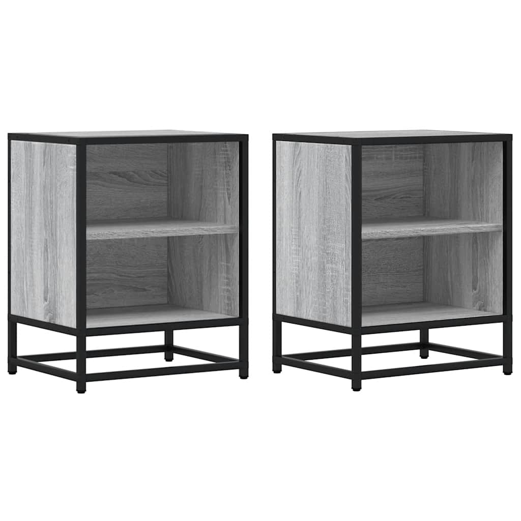 vidaXL Bedside Cabinets 2 pcs Grey Sonoma 40x31x50 cm Engineered Wood and Metal