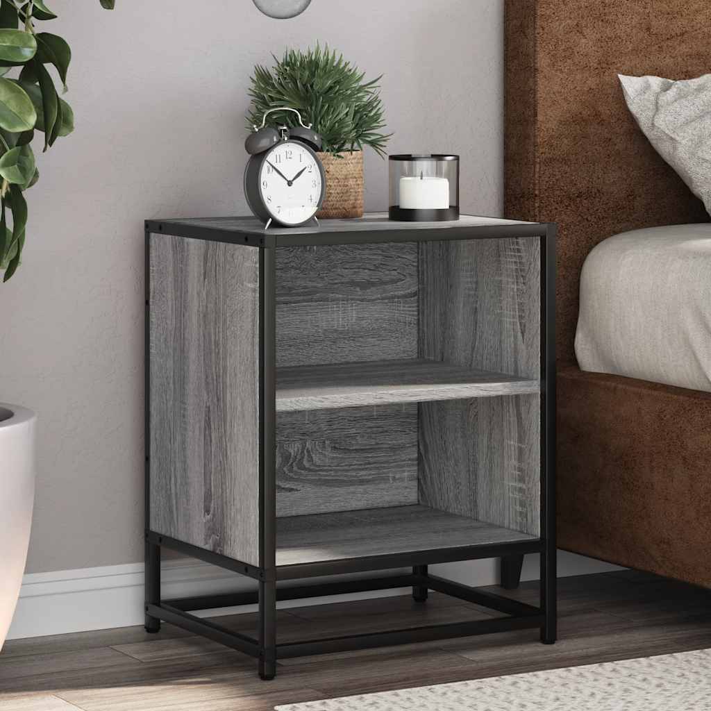 vidaXL Bedside Cabinets 2 pcs Grey Sonoma 40x31x50 cm Engineered Wood and Metal