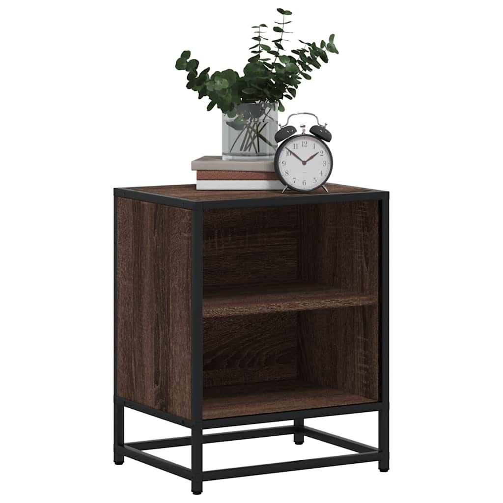Bedside Cabinets 2 pcs Brown Oak 40x31x50 cm Engineered Wood and Metal