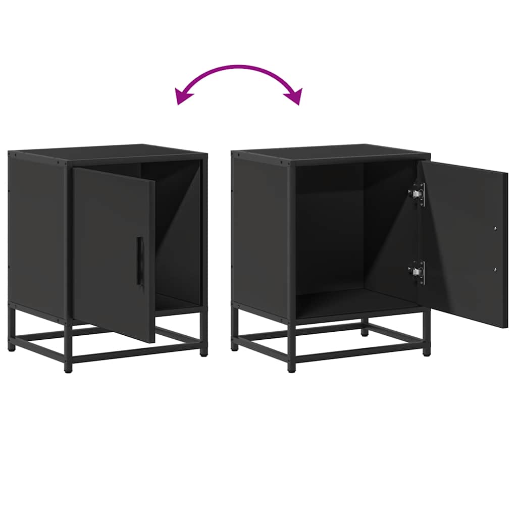 Bedside Cabinet Black 40x31x50 cm Engineered Wood and Metal